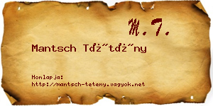 Mantsch Tétény névjegykártya